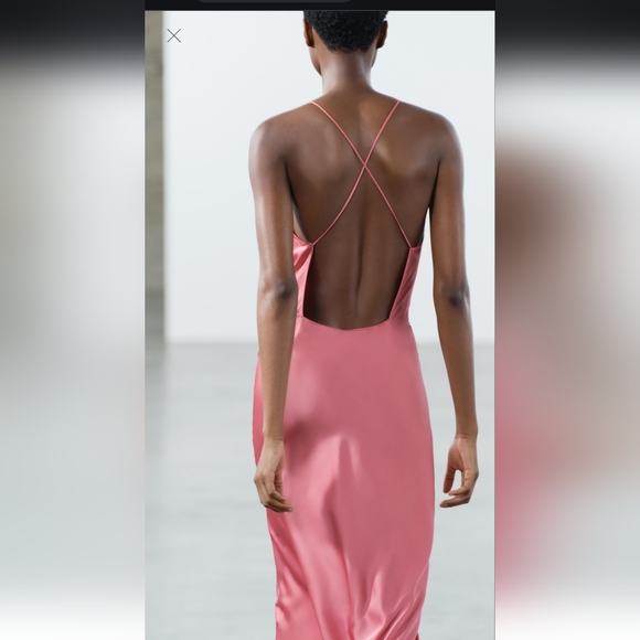 BNWT! Zara satin slip dress with criss-cross back - Picture 3 of 7
